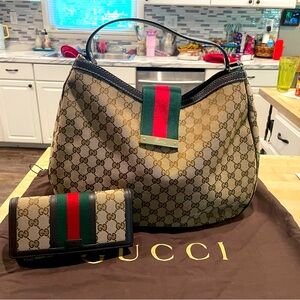 Gucci OPHIDIA HOBO LEATHER HANDBAG and wallet